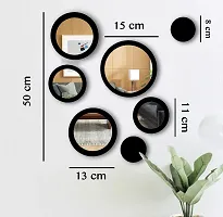 VAH Crystal Art 7 Piece Modern Black Frame Round Decorative Wall Mirror Set.-thumb3