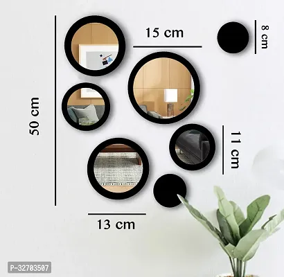 VAH Crystal Art 7 Piece Modern Black Frame Round Decorative Wall Mirror Set.-thumb4