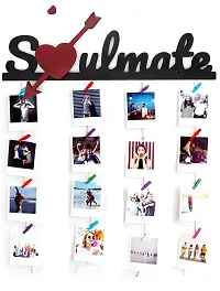 VAH Black Wooden Photo Frame - Display Picture Collage Organizer with Clips (Soulment)-thumb1