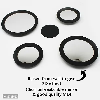 VAH Crystal Art 7 Piece Modern Black Frame Round Decorative Wall Mirror Set.-thumb3