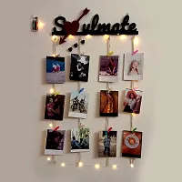 VAH- Kya Bat Hai !! Soulmate Black Wooden Photo Frame with LED Light - Display Picture Collage Organizer with Clips-thumb4