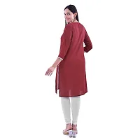 VAH- Kya Bat Hai !! Round Neck Rayon Solid Maroon Colour Straight Kurta for Women & Girls (Only Kurta)-thumb2