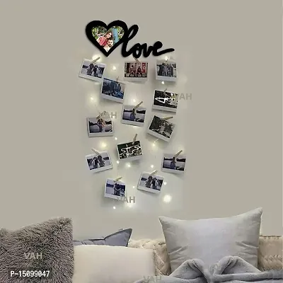 VAH- Kya Bat Hai !! Love Black Wooden Photo Frame With Led Light - Display Picture Collage Organizer With Clips(Tabletop, Wall Mount, Pack Of 1)