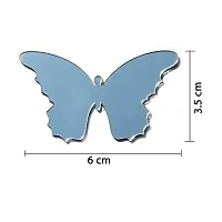 VAH Butterfly Silver - 3D Acrylic Mirror Decorative Mirror Wall Sticker (Pack Of 40)-thumb1