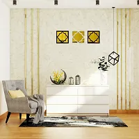 VAH Black and Golden colour Wall Pattern Mirror Sticker( Pack of  3 )-thumb1