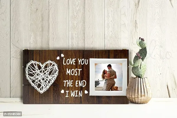 VAH Table Photo Frame/Wall Hanging for Home D?cor Gift Love Gift Valentine's Day Gift Corporate Gift Wooden Photo Frame with Handmade String Art Heart-thumb0