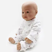 VAH- Kya Bat Hai !! Unisex Organic Cotton Open Shoulder T-Shirt Pyjama Set for New Born Baby Boys & Girls - White (for 0- 3 Month)-thumb4