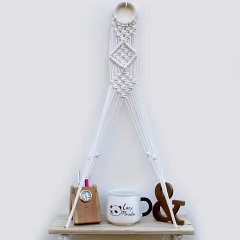 VAH  Macrame Diamond Design Wall Hanging Floating Shelf Used as Wall Decoration