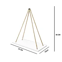 VAH- Kya Bat Hai !! Wooden Polished Finish Hanging Shelf with Swing Rope for Home Decor (White)-thumb2