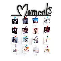 VAH Black Wooden Photo Frame - Display Picture Collage Organizer with Clips (Moment)-thumb2