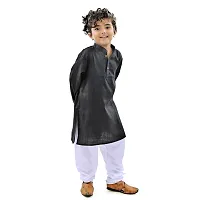 VAH- Kya Bat Hai !! Ethnic Wear Black Cotton Full Sleeves Plain Kurta Set For Kids-thumb2