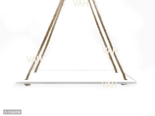 VAH- Kya Bat Hai !! AH Wall Hanging Wood Floating Rustic Rope Plant Shelves for Home D?cor-thumb3