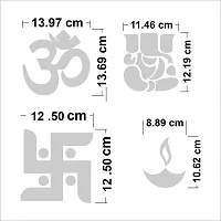 VAH Ganesha with Om Swastika Diyas Mirror Sticker (Golden) Pack of 10-thumb2