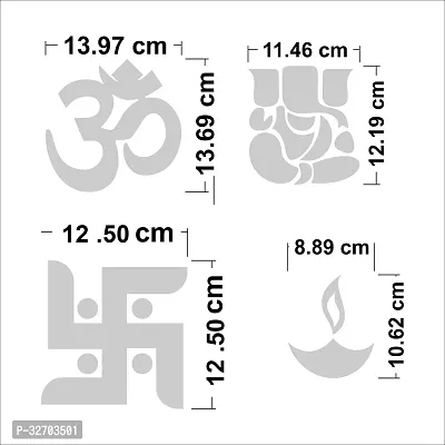 VAH Ganesha with Om Swastika Diyas Mirror Sticker (Golden) Pack of 10-thumb3