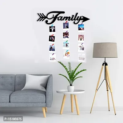 VAH Black Wooden Photo Frame - Display Picture Collage Organizer with Clips (Family arow)