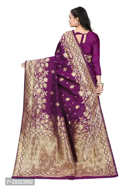 Elegant Purple Silk Jacquard Banarasi Silk Saree With Blouse Piece-thumb5