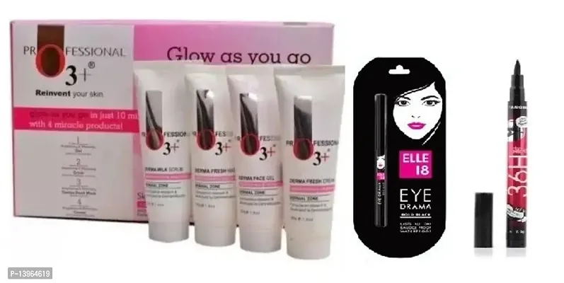 O3 Professional Skin Whitening  Facial Kit   Elle 18  Kajal ( pack of 1 )   36 H Eyeliner ( pack of 1 )