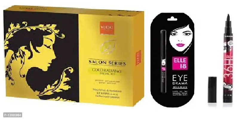 Salon Series Facial Kit  Elle 18  Kajal ( pack of 1 )  36 H Eyeliner ( pack of 1 )