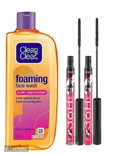 Clean Clear Foaming Face Wash ( Pack Of 1 )  36 H Mascara ( Pack Of 2 )-thumb0