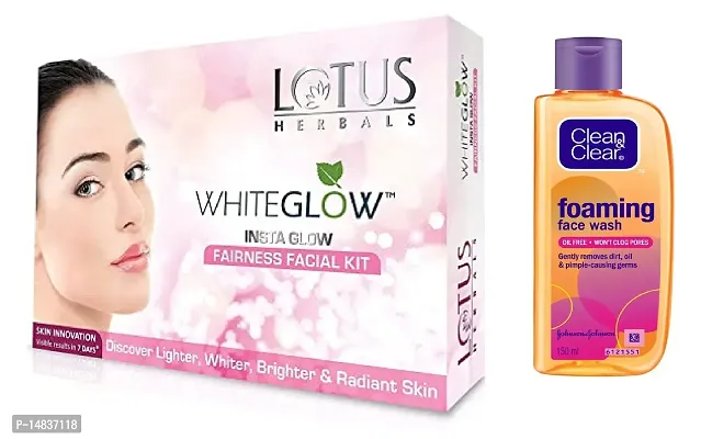 Whiteglow Instaglow Fairness Facial Kit ( Pack Of 1 ) Clean Clear Face Wash  ( Pack Of 1 )