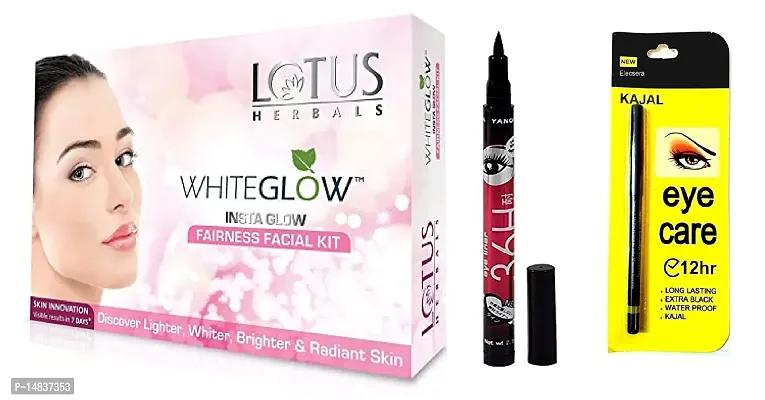Whiteglow Instaglow Fairness Facial Kit ( Pack Of 1 ) 36 H Eyeliner  ( Pack Of 1  )  Ads Kajal ( Pack Of 1 )-thumb0