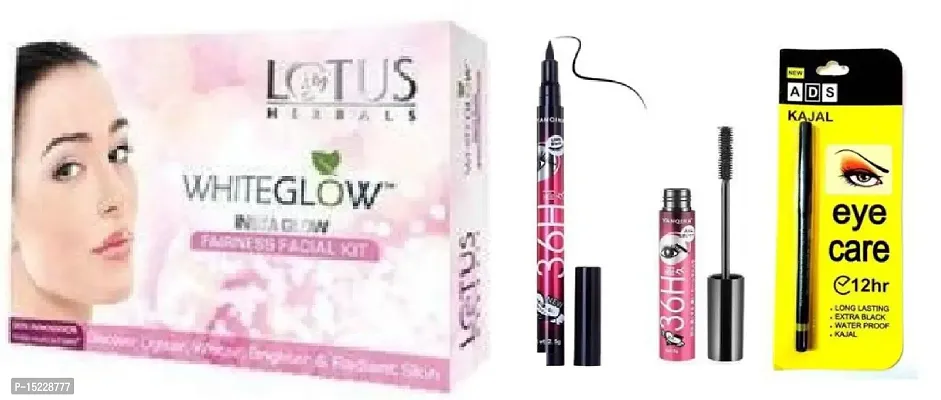 Whitwglow Fairness Faciay Kit ( Pack Of 1 )  36 H Mascara ( Pack Of 1 )  36 H  Eyeliner ( Pack Of 1 )  Ads Kajal ( Pack Of 1 )-thumb0