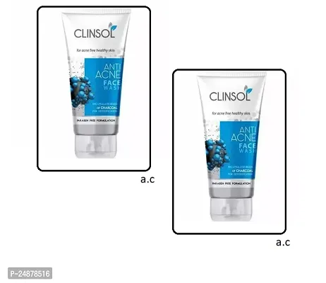 CLINSOL CHARCOAL ANTI-ACNE FACEWASH FIGHT FOR GERMS DEEP CLEASING FACE PACK OF 2