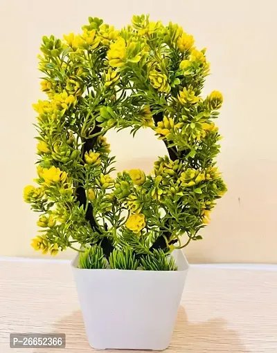 Ushape Yellow And Green Beautiful Bonsai Artificial Plant Flower And Shrubs