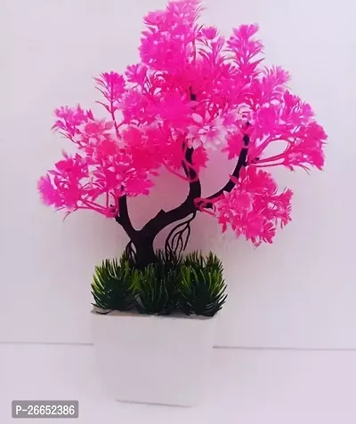 Trident Trident Pink Decorative Bonsai With White Pot And Green Base