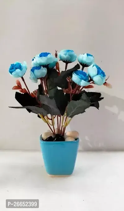 Rose Flower With Sky Blue Pot