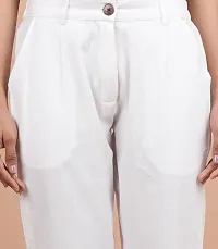 Regular Fit Women White Trousers-thumb4