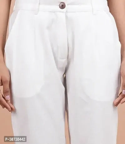 Regular Fit Women White Trousers-thumb5