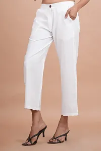 Regular Fit Women White Trousers-thumb3