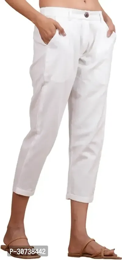 Regular Fit Women White Trousers-thumb0