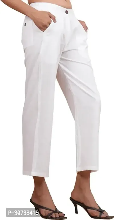 Regular Fit Women White Trousers-thumb0