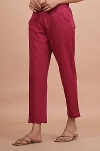 Regular Fit Women Maroon Trousers-thumb1