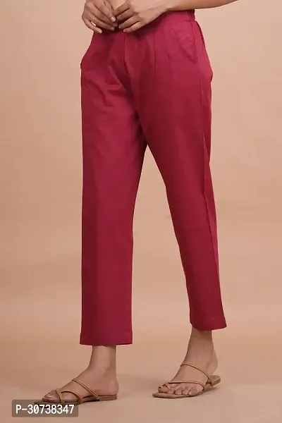 Regular Fit Women Maroon Trousers-thumb2