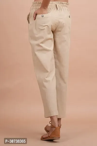 Regular Fit Women Beige Trousers-thumb2