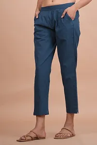 Regular Fit Women Blue Trousers-thumb1