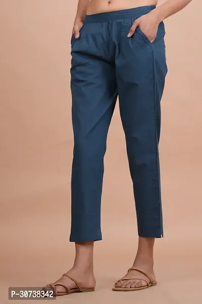 Regular Fit Women Blue Trousers-thumb2