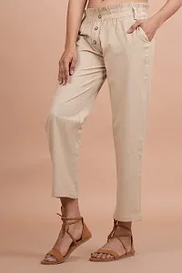 Regular Fit Women Beige Trousers-thumb3