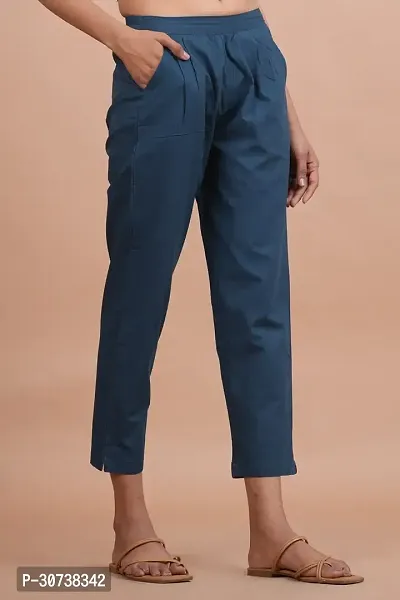 Regular Fit Women Blue Trousers-thumb0