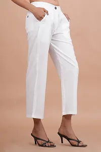 Regular Fit Women White Trousers-thumb2