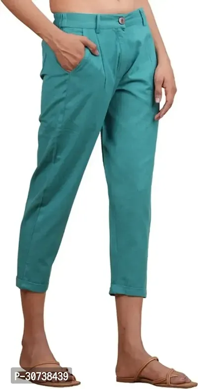 Regular Fit Women Light Blue Trousers-thumb0