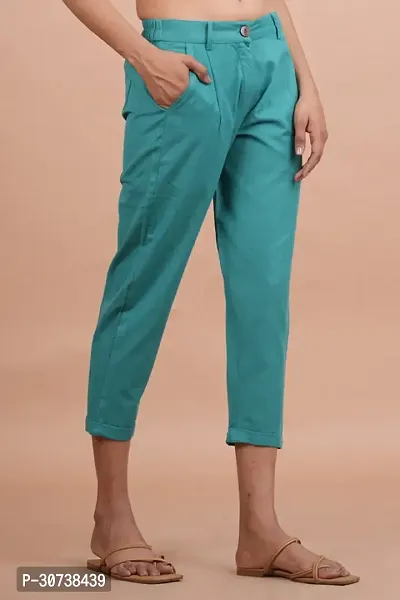 Regular Fit Women Light Blue Trousers-thumb3