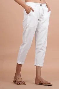 Regular Fit Women White Trousers-thumb2