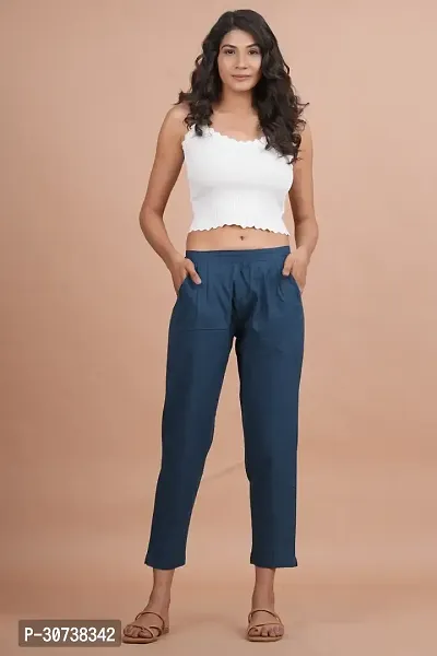 Regular Fit Women Blue Trousers-thumb4