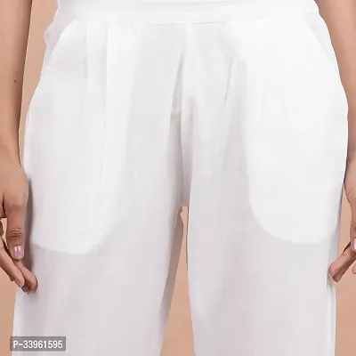 Women Casual Cotton Regular Fit White Trouser Pant-thumb3