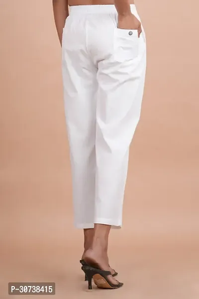 Regular Fit Women White Trousers-thumb2