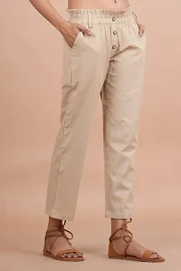 Regular Fit Women Beige Trousers-thumb2